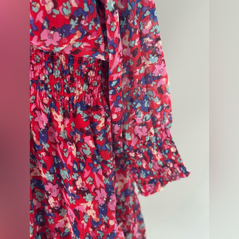 Chelsea28 Women’s‎ Size XXL Floral Print Chiffon Long Sleeve Dress Red - Picture 7 of 9